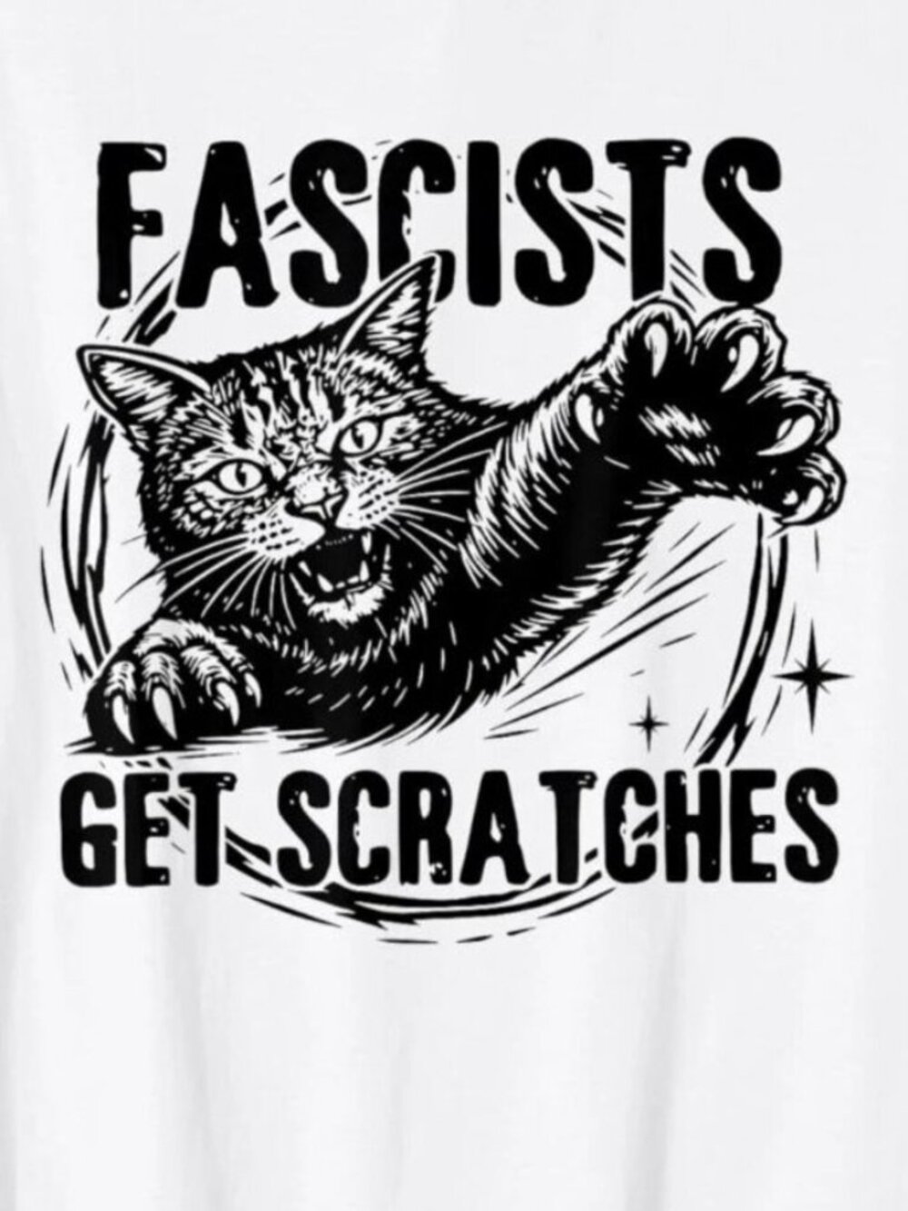 Black Cats Against Fascists Get Scratches T-Shirt 252 - Picture 2 of 5